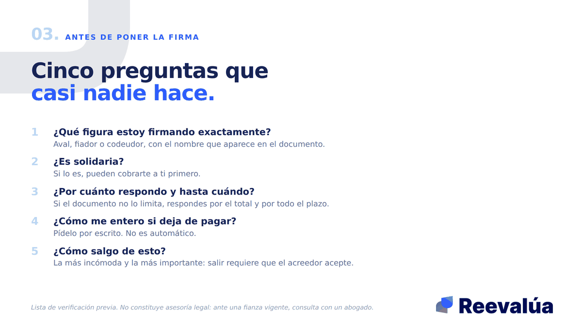Cinco preguntas antes de firmar. La quinta es la que más incomoda y la más importante.